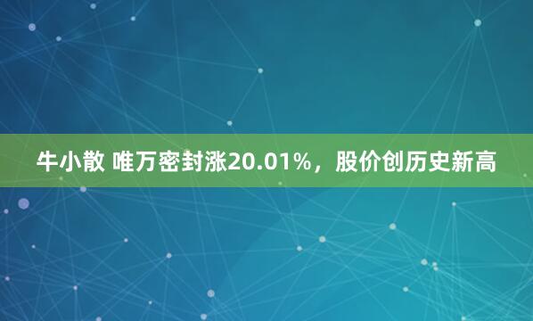 牛小散 唯万密封涨20.01%，股价创历史新高