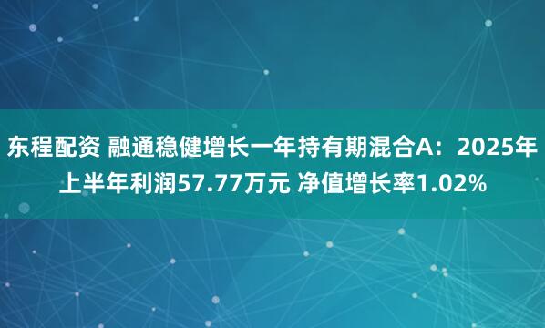 东程配资 融通稳健增长一年持有期混合A：2025年上半年利润57.77万元 净值增长率1.02%